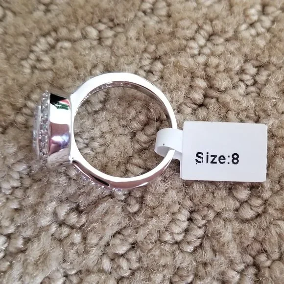 **NWT** Art Deco Silver and Crystal Ring Size 8 Vintage Great Gatsby - Picture 4 of 4